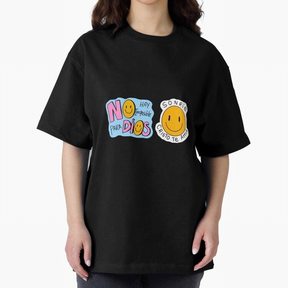 No Hay Imposibles Para Dios Sonrie Cristo Te Ama Oversized T-Shirt Make Your Look Match the FIFA World Cup 2026 USA Canada Mexico Journey through Messi Highlights, Portugal, Spain and Germany Pride, Football Festival Excitement, Trophy Ambitions,