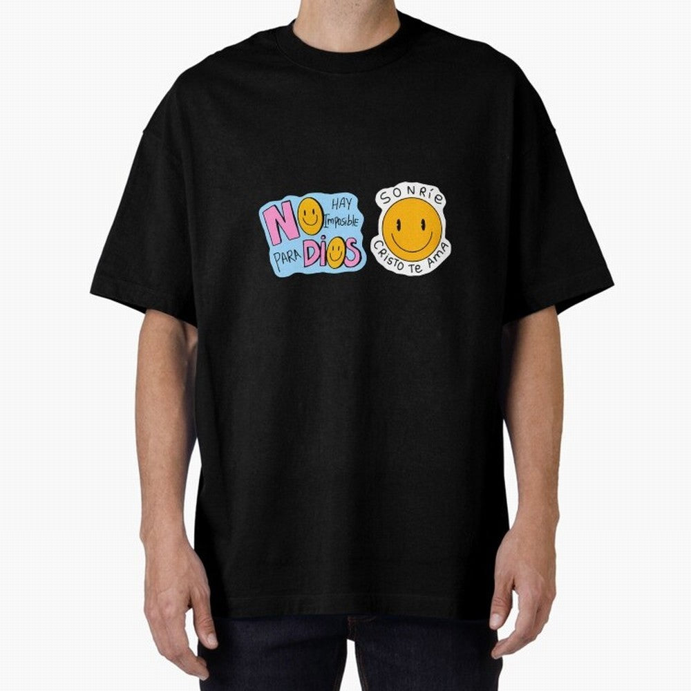 No Hay Imposibles Para Dios Sonrie Cristo Te Ama Oversized T-Shirt Make Your Look Match the FIFA World Cup 2026 USA Canada Mexico Journey through Messi Highlights, Portugal, Spain and Germany Pride, Football Festival Excitement, Trophy Ambitions,