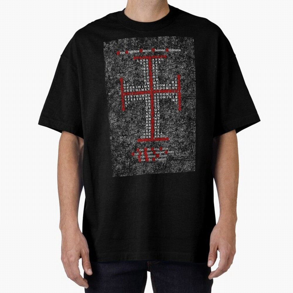 Cruz Ang¨¦lica de Santo Tom¨¢s de Aquino Relieve Oversized T-Shirt Keep the Match Day Mood of Global Football Passion for FIFA World Cup 2026 USA Canada Mexico, Capturing Messi, Neymar and Mbappe, France and Portugal, Championship Spirit, Famous