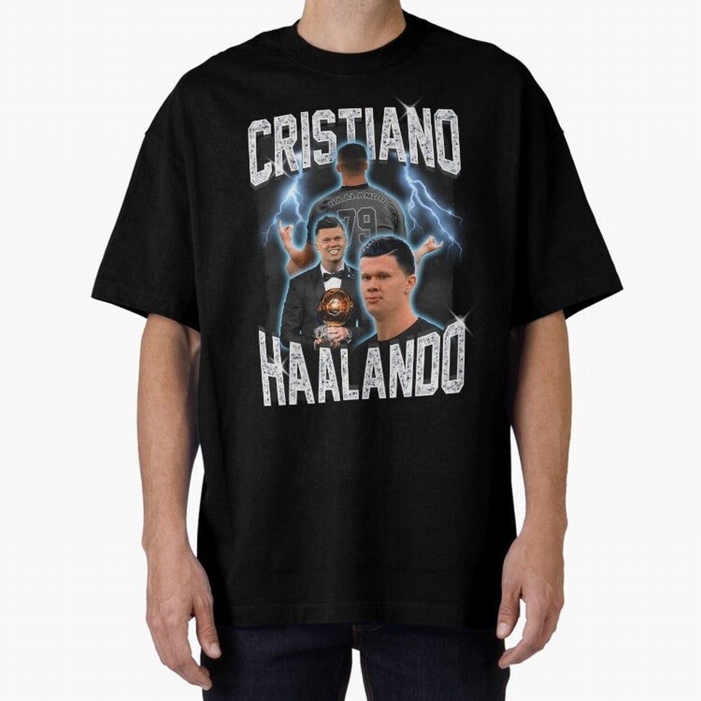 Cristiano Haalando Lightning Poster For Football Fans and Gift For Sports Lovers Oversized T-Shirt Step into FIFA World Cup 2026 Group Stage for Fans of CR7 and Messi and Brazil, Bringing Fan Favorite Moments, National Team Passion, Big Match Drama
