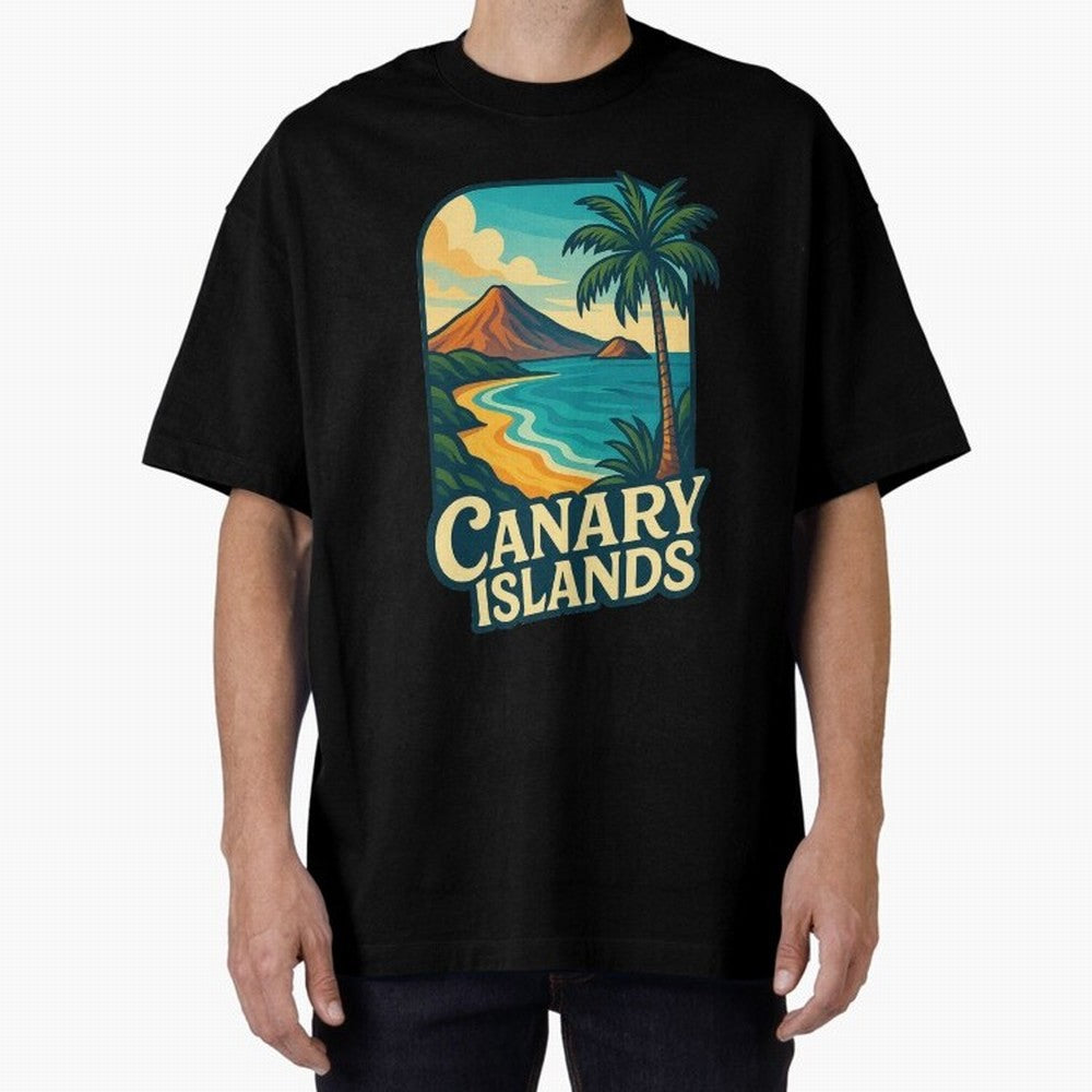 Tropical Shoreline of the Canary Islands Spain Oversized T-Shirt Honor the Football Icons of FIFA World Cup 2026 Group Stage Spirit, Featuring Portugal, Spain and Germany, Cristiano Ronaldo, Sports Nostalgia, International Competition, Famous
