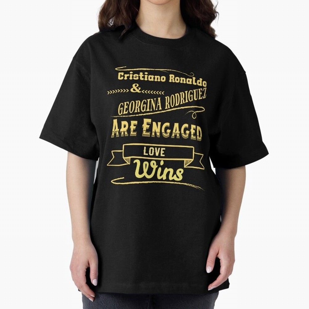 Cristiano & Georgina Engagement ¨C True Love Story Oversized T-Shirt Celebrate National Team Dreams in Match Day Hype around FIFA World Cup 2026 Group Stage, CR7, Spain, Championship Spirit, Famous Goals, Roaring Crowds and International Football