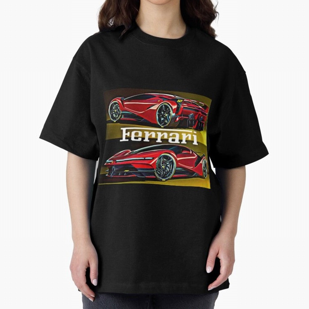 Ferarri F Concept Oversized T-Shirt Represent Fans Who Live for Match Day Hype around FIFA World Cup 2026 Group Stage, Messi, Neymar and Mbappe, England, Football Festival Excitement, Trophy Ambitions, Country Rivalries and Star Player Buzz; Great