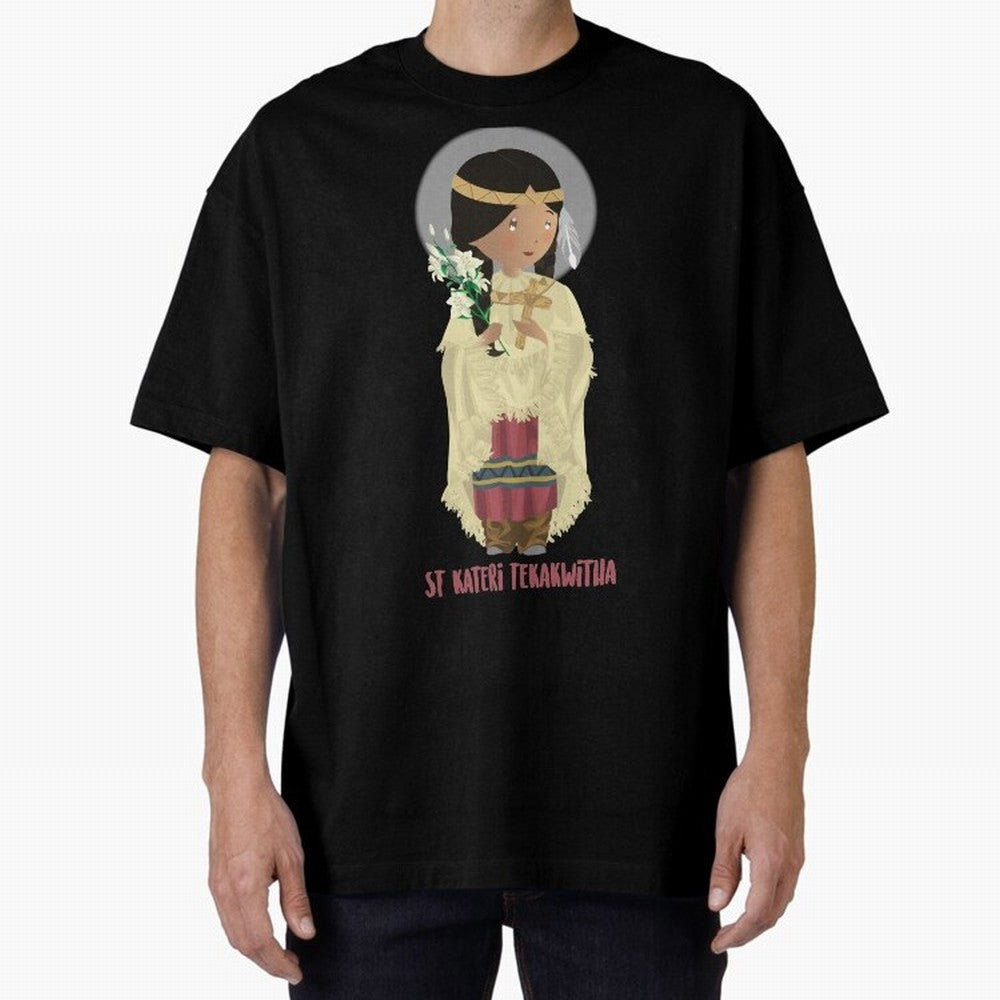 Saint Kateri Tekakwitha Oversized T-Shirt Discover the FIFA World Cup 2026 USA Canada Mexico Journey through Messi, CR7 and Mbappe Highlights, France Pride, Stadium Chants, National Pride, Trophy Dreams and Unforgettable Football Memories; Ideal