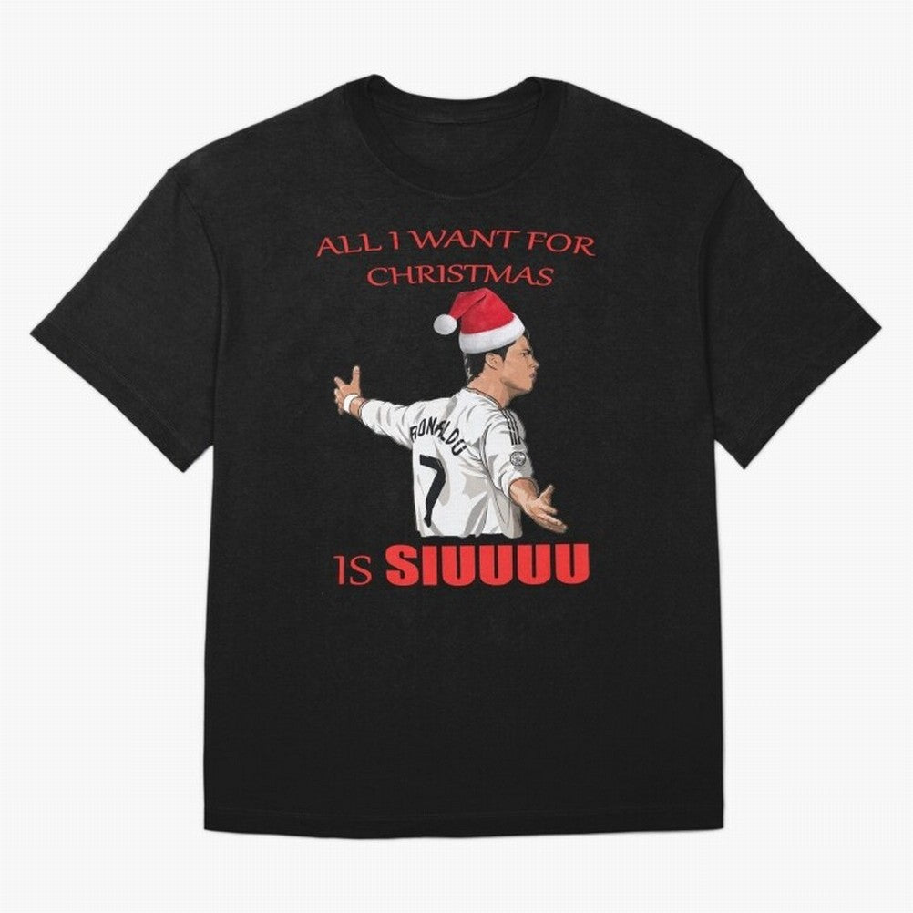All I Want For Christmas Is Siuuu Oversized T-Shirt Carry National Pride through Global Football Passion for FIFA World Cup 2026 USA Canada Mexico, Inspired by CR7 and Messi, Brazil, Retro Football Energy, Iconic Rivalries, Trophy Chase Drama and