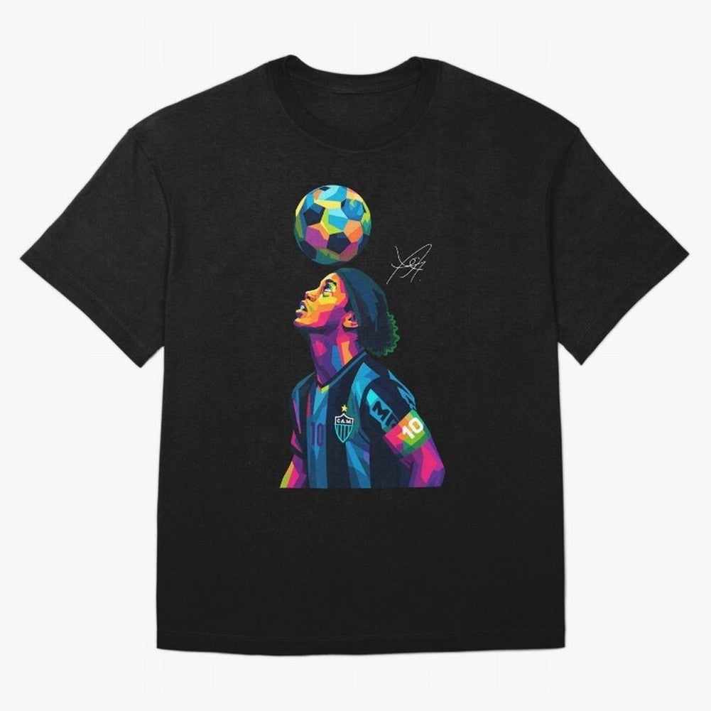 Ronaldinho Wpap Art Oversized T-Shirt Mark Match Day Hype around FIFA World Cup 2026 Group Stage, Neymar, Spain and Netherlands, Champion Mindset, Group Stage Buzz, Knockout Tension and Passionate Fan Culture; Perfect for Fans, Collectors, Family