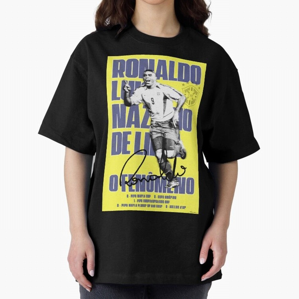R9 Ronaldo Nazario Poster Oversized T-Shirt Celebrate Fan Culture around Match Day Hype around FIFA World Cup 2026, Mbappe, England, France and Netherlands, Supporter Pride, Iconic Celebrations, Legendary Names and Global Match Day Energy; Created