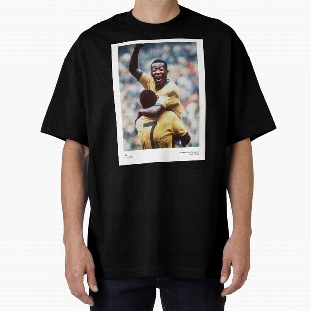 Pel¨¦'s Triumph: 1970 World Cup Legend Print Oversized T-Shirt Experience the Global Stage of Match Day Hype around FIFA World Cup 2026 USA Canada Mexico, Messi, Neymar and Mbappe, France, Fan Favorite Moments, National Team Passion, Big Match
