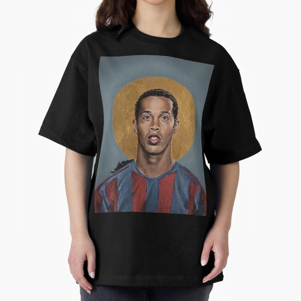 Art Ronaldinho Painting Oversized T-Shirt Feel International Energy from the FIFA World Cup 2026 USA Canada Mexico Journey through Haaland and Mbappe Highlights, Germany Pride, Vintage Soccer Flavor, Modern Football Stars, National Flags and Final