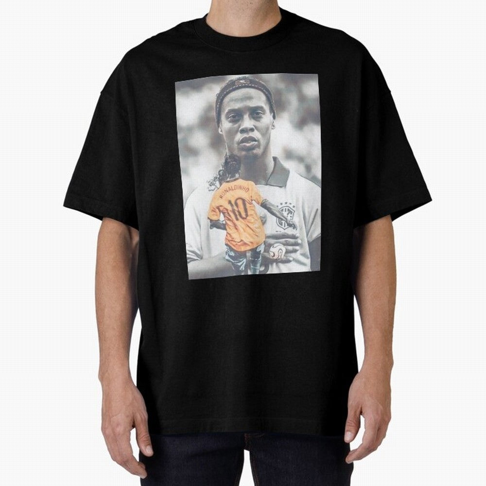 Wallpaper Ronaldinho Illustration Oversized T-Shirt Upgrade Global Football Passion for FIFA World Cup 2026 Group Stage, Celebrating Cristiano Ronaldo, Haaland and CR7, Argentina and Brazil, Stadium Memories, Football Loyalty, International Chants