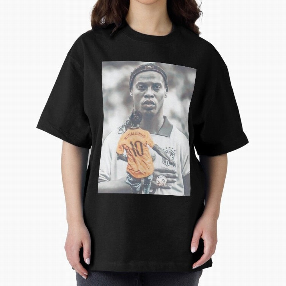 Wallpaper Ronaldinho Illustration Oversized T-Shirt Upgrade Global Football Passion for FIFA World Cup 2026 Group Stage, Celebrating Cristiano Ronaldo, Haaland and CR7, Argentina and Brazil, Stadium Memories, Football Loyalty, International Chants