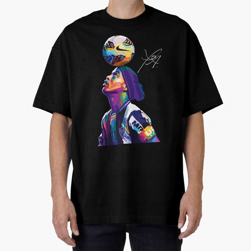 Ronaldinho Wpap Pop Art Oversized T-Shirt Celebrate Unforgettable Nights in FIFA World Cup 2026 Group Stage for Fans of Messi, CR7 and Mbappe and Argentina and Brazil, Bringing Worldwide Fan Energy, Dramatic Goals, Stadium Lights and Championship
