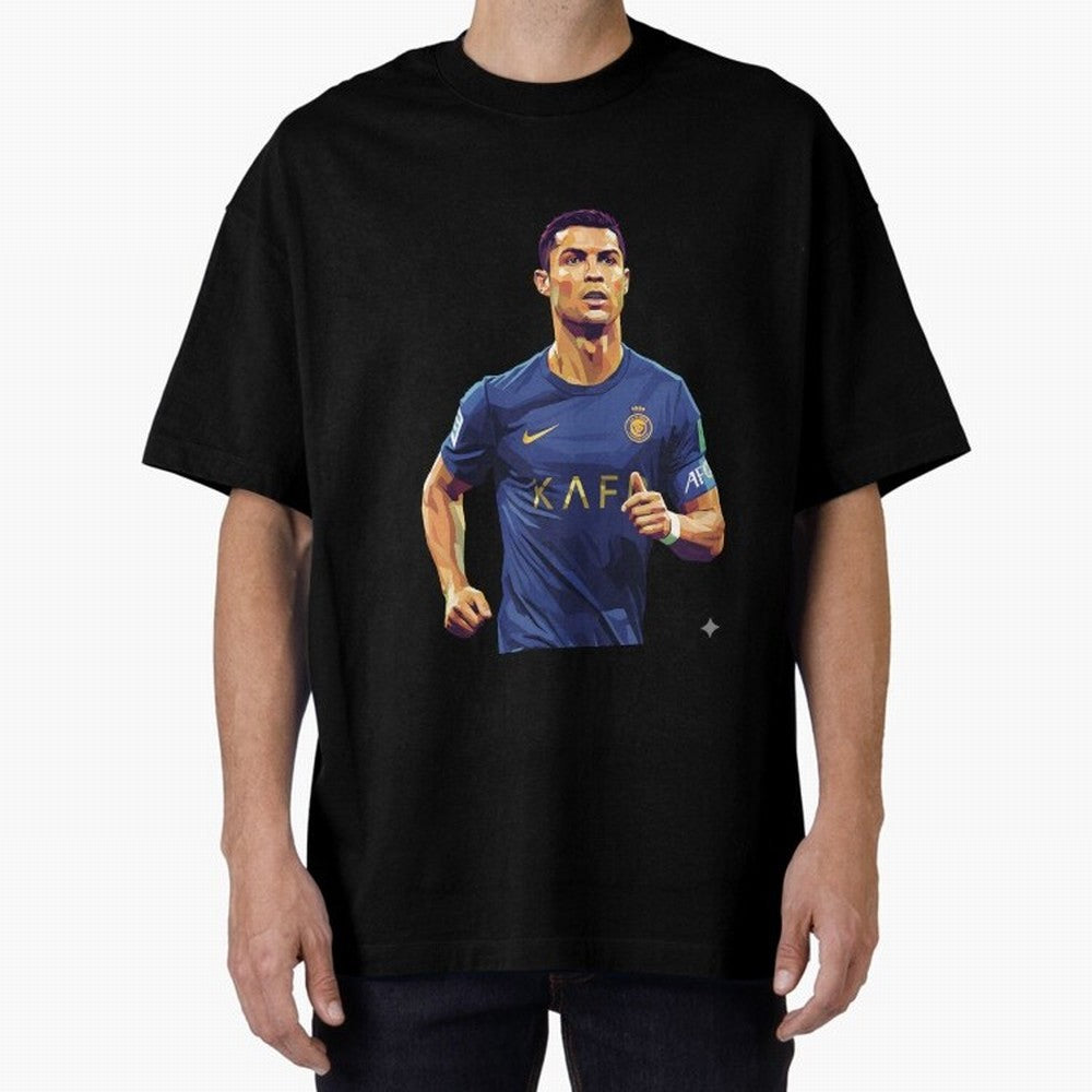 Ronaldo pop art Oversized T-Shirt Share Match Day Hype around FIFA World Cup 2026 USA Canada Mexico, Mbappe, Argentina and Brazil, Worldwide Fan Energy, Dramatic Goals, Stadium Lights and Championship Celebrations; Great for Watch Parties, Sports