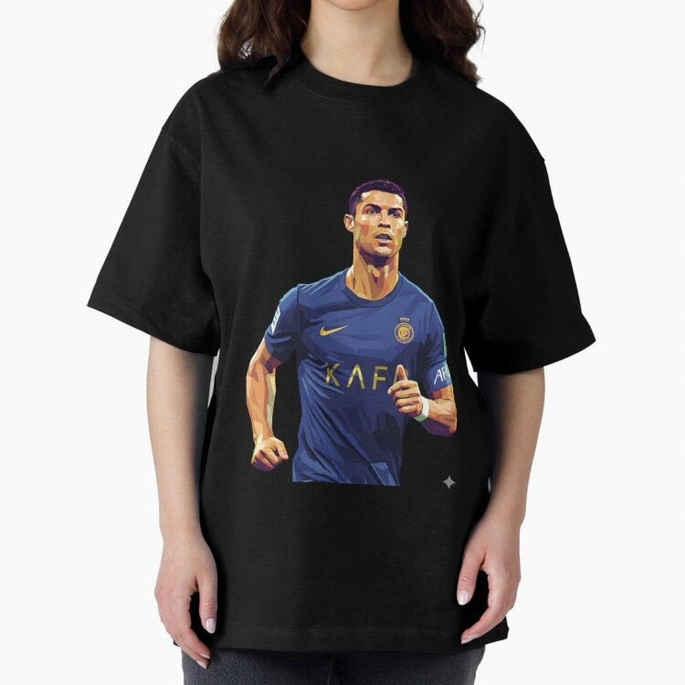 Ronaldo pop art Oversized T-Shirt Share Match Day Hype around FIFA World Cup 2026 USA Canada Mexico, Mbappe, Argentina and Brazil, Worldwide Fan Energy, Dramatic Goals, Stadium Lights and Championship Celebrations; Great for Watch Parties, Sports