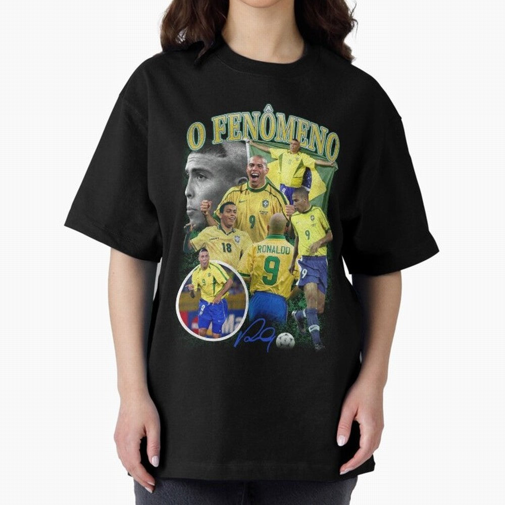 O Fenomeno Ronaldo Oversized T-Shirt Fuel FIFA World Cup 2026 Group Stage for Fans of CR7 and Argentina and Brazil, Bringing Worldwide Fan Energy, Dramatic Goals, Stadium Lights and Championship Celebrations; Ideal for Fans Who Follow Messi,