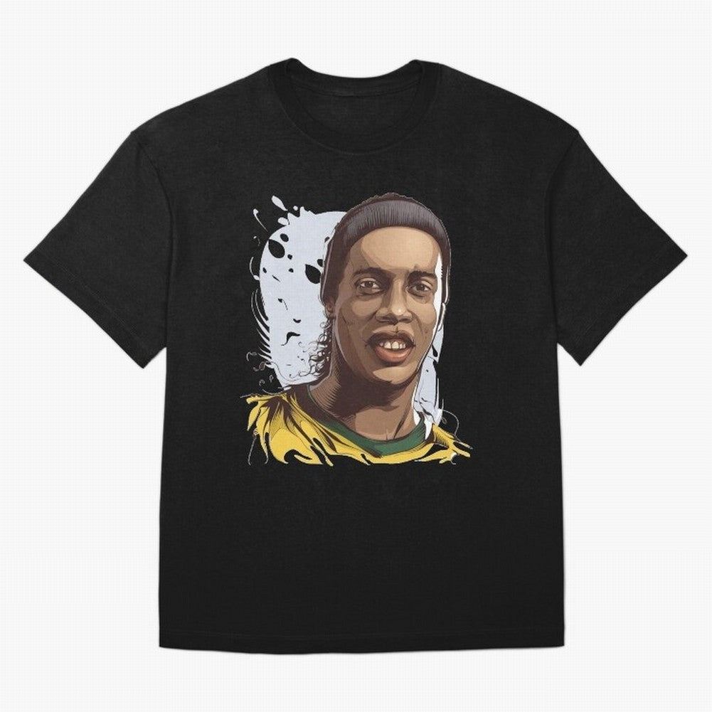 Illustration Ronaldinho Art Oversized T-Shirt Keep Football History Alive during Global Football Passion for FIFA World Cup 2026, Highlighting Messi, Brazil, Supporter Pride, Iconic Celebrations, Legendary Names and Global Match Day Energy; Ideal
