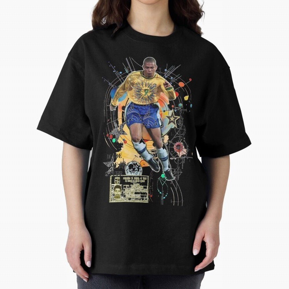 Ronaldo Nazario Football Playmaker Oversized T-Shirt Share the Excitement of FIFA World Cup 2026 USA Canada Mexico Spirit, Inspired by Spain and Netherlands, Messi, Neymar and Mbappe, Match Day Excitement, Supporter Culture, Golden Goals and Global