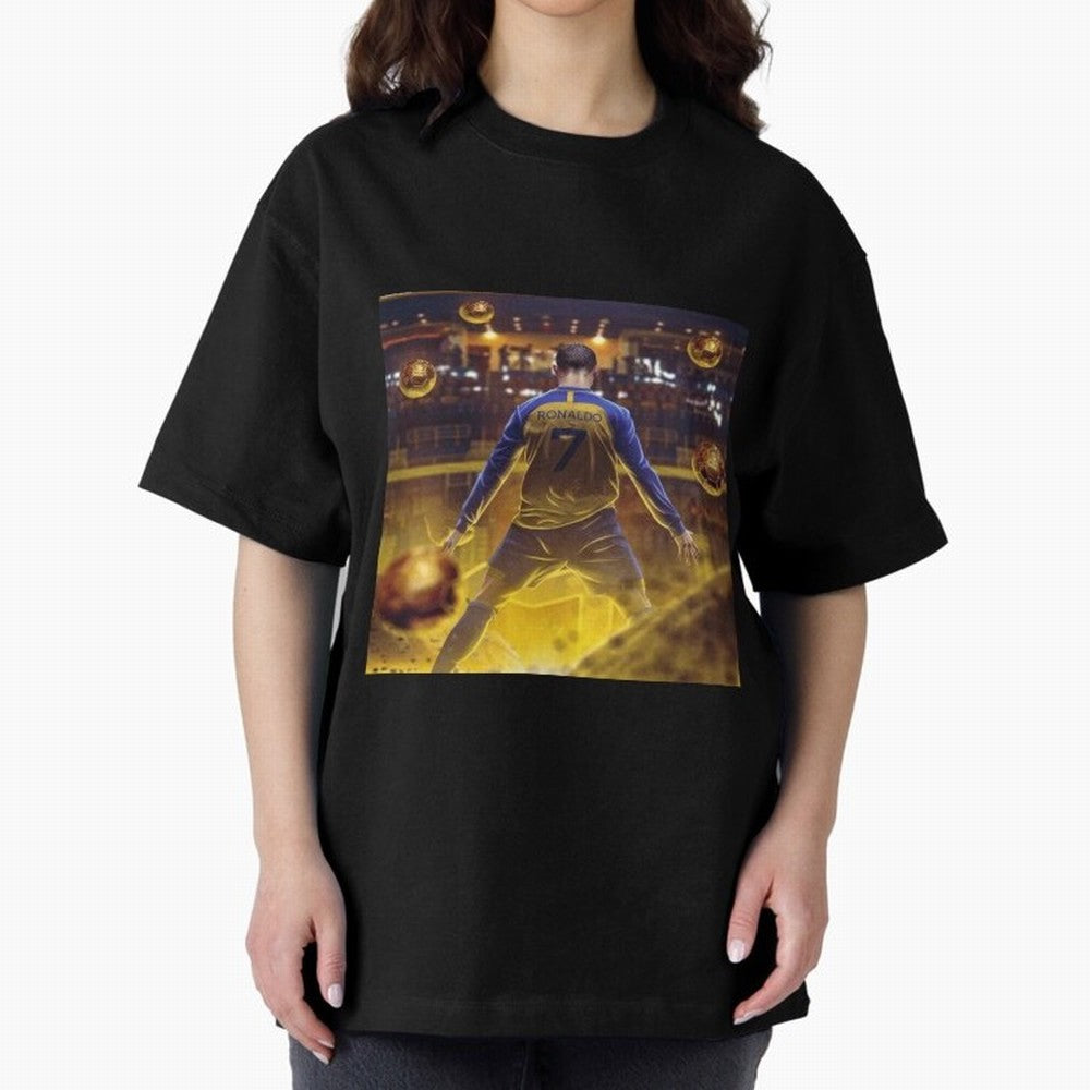 Ronaldo al nassr Oversized T-Shirt Elevate FIFA World Cup 2026 for Fans of Haaland and Mbappe and Brazil, Portugal and Argentina, Bringing Football History, Final Match Energy, Crowd Noise and Once in a Lifetime Moments; Ideal for Passionate Fans