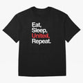 Eat, Sleep, United, Repeat - Funny Manchester United Quote Oversized T-Shirt Bring Trophy Dreams to FIFA World Cup 2026 USA Canada Mexico for Fans of Mbappe and Germany, Bringing Champion Mindset, Group Stage Buzz, Knockout Tension and Passionate