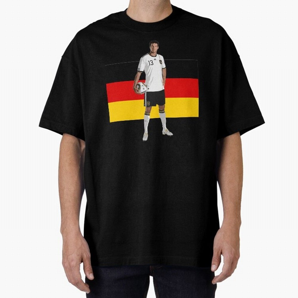 Michael Ballack - German Football Legend Oversized T-Shirt Celebrate National Team Dreams in the FIFA World Cup 2026 Journey through CR7 Highlights, Brazil Pride, Championship Spirit, Famous Goals, Roaring Crowds and International Football Unity;