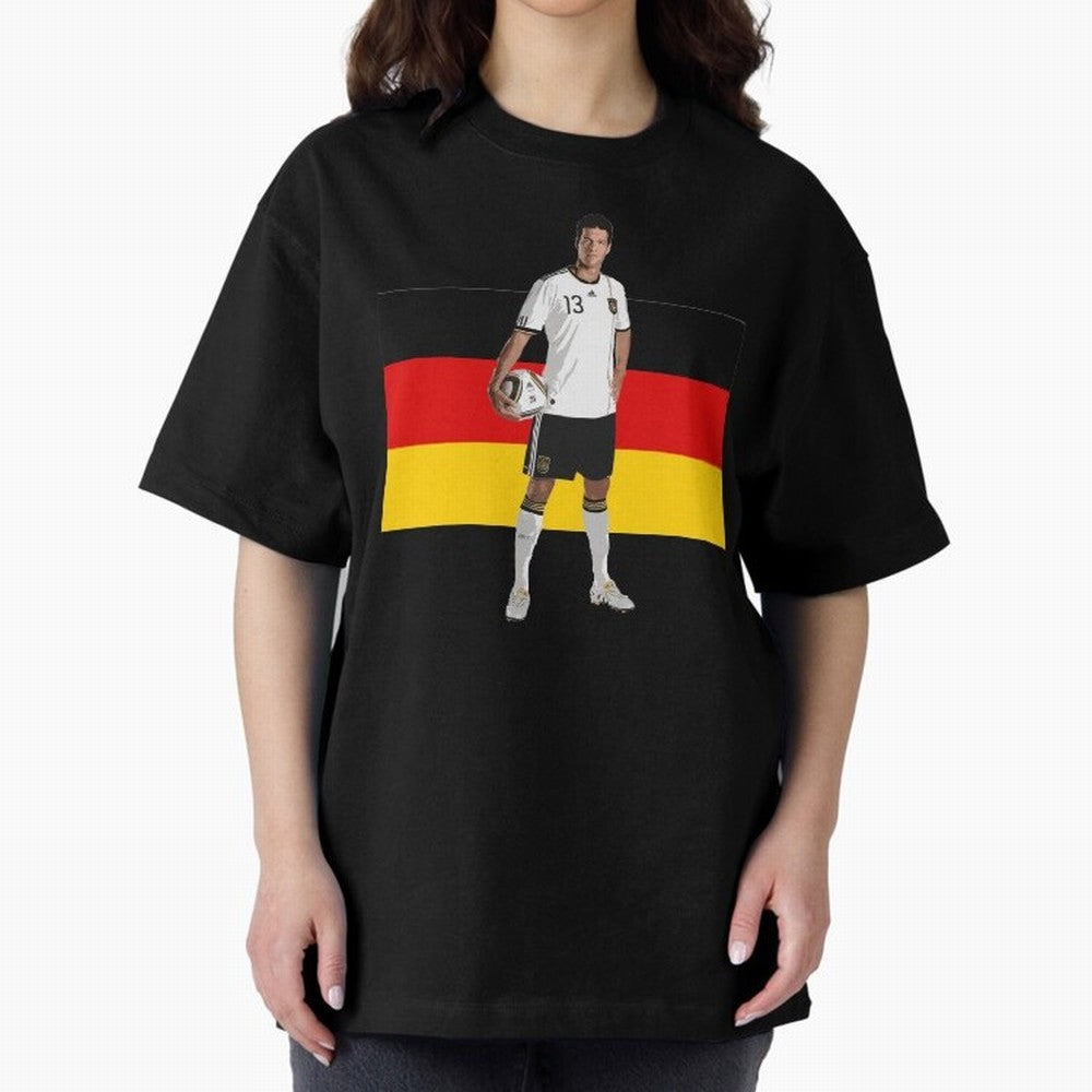 Michael Ballack - German Football Legend Oversized T-Shirt Celebrate National Team Dreams in the FIFA World Cup 2026 Journey through CR7 Highlights, Brazil Pride, Championship Spirit, Famous Goals, Roaring Crowds and International Football Unity;