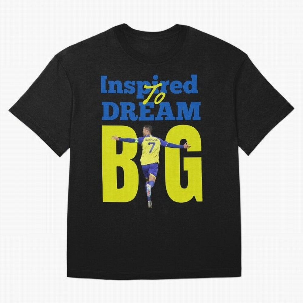 Inspired To Dream Big Oversized T-Shirt Capture Stadium Memories from Global Football Passion for FIFA World Cup 2026, Capturing Messi and Cristiano Ronaldo, Argentina, Worldwide Fan Energy, Dramatic Goals, Stadium Lights and Championship