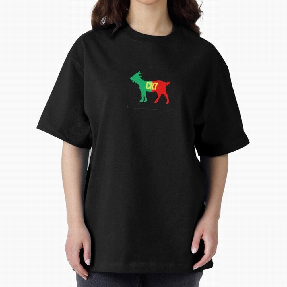 CR7 GOAT - Cristiano Ronaldo Oversized T-Shirt Represent the Passion of Global Football Passion for FIFA World Cup 2026, Inspired by Neymar, Haaland and Cristiano Ronaldo, France and Portugal, Championship Spirit, Famous Goals, Roaring Crowds and