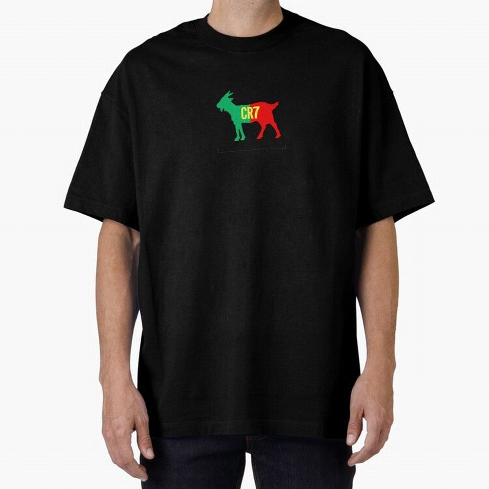 CR7 GOAT - Cristiano Ronaldo Oversized T-Shirt Represent the Passion of Global Football Passion for FIFA World Cup 2026, Inspired by Neymar, Haaland and Cristiano Ronaldo, France and Portugal, Championship Spirit, Famous Goals, Roaring Crowds and
