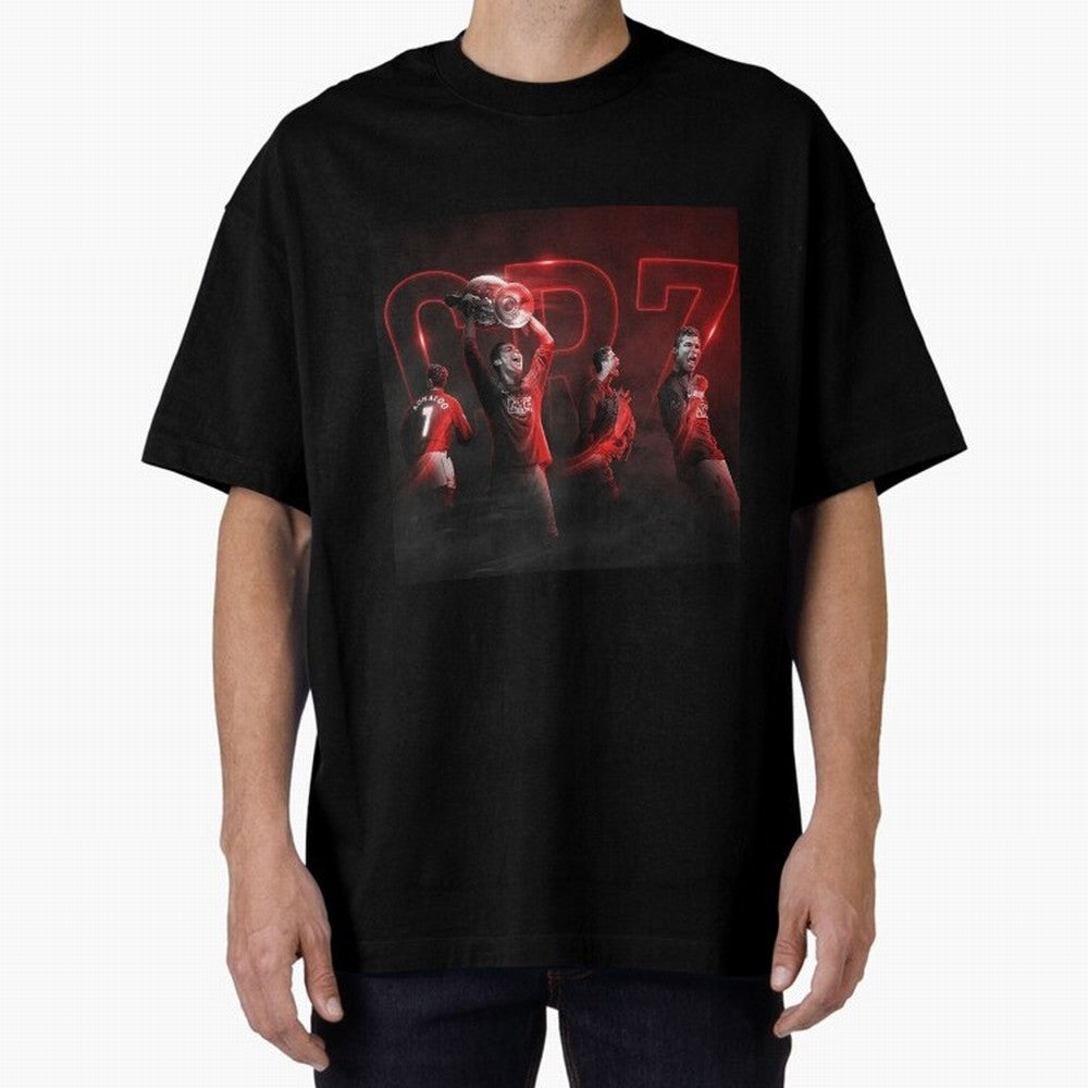 Cristiano Ronaldo in Manchester United Oversized T-Shirt Enjoy FIFA World Cup 2026 Spirit, Highlighting Argentina, CR7 and Messi, Supporter Pride, Iconic Celebrations, Legendary Names and Global Match Day Energy; Ideal for Passionate Fans Who Love
