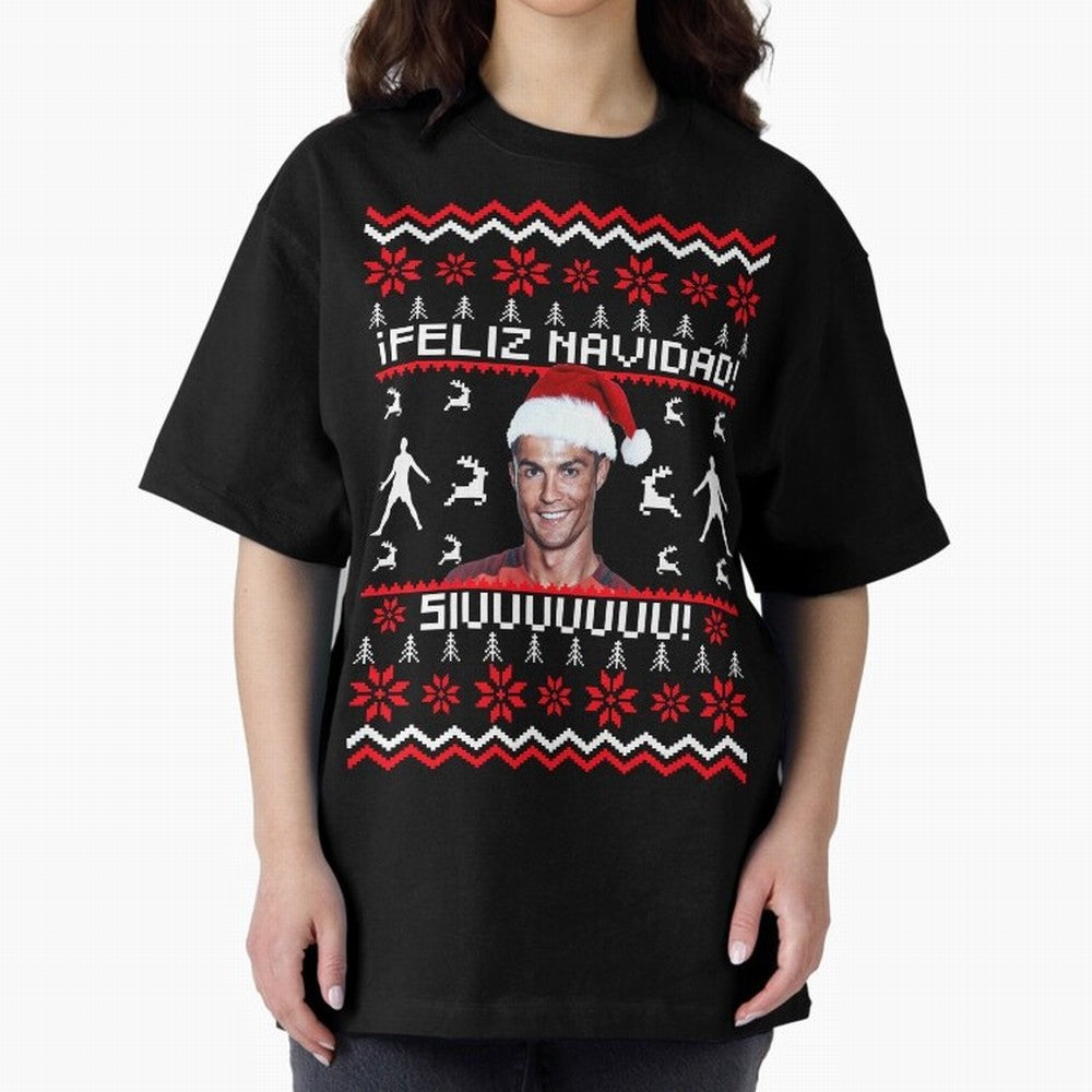 Cristiano Ronaldo El Bicho SIUU Ugly Sweater Oversized T-Shirt Join Supporters Worldwide for FIFA World Cup 2026 Spirit, Celebrating Argentina, Cristiano Ronaldo, Haaland and CR7, Vintage Soccer Flavor, Modern Football Stars, National Flags and