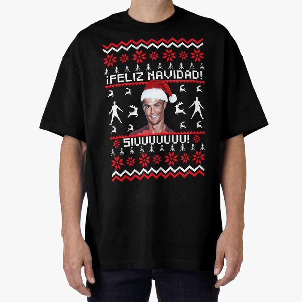 Cristiano Ronaldo El Bicho SIUU Ugly Sweater Oversized T-Shirt Join Supporters Worldwide for FIFA World Cup 2026 Spirit, Celebrating Argentina, Cristiano Ronaldo, Haaland and CR7, Vintage Soccer Flavor, Modern Football Stars, National Flags and