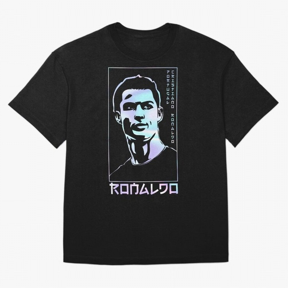 Ronaldo holographic Style Portrait art illustration Oversized T-Shirt Live the Energy of FIFA World Cup 2026 USA Canada Mexico Spirit, Filled with France, CR7, Stadium Memories, Football Loyalty, International Chants and Championship Tradition;