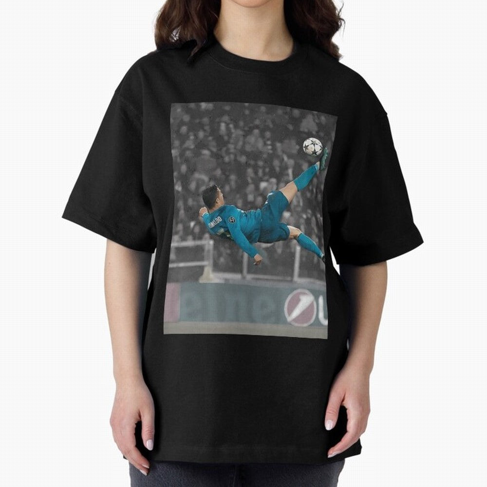C Ronaldo Poster	 Oversized T-Shirt Support Iconic Players in Match Day Hype around FIFA World Cup 2026 Group Stage, Mbappe, Argentina, Classic Soccer Heritage, Championship Pressure, Fan Loyalty and International Pride; Perfect for Supporters Who