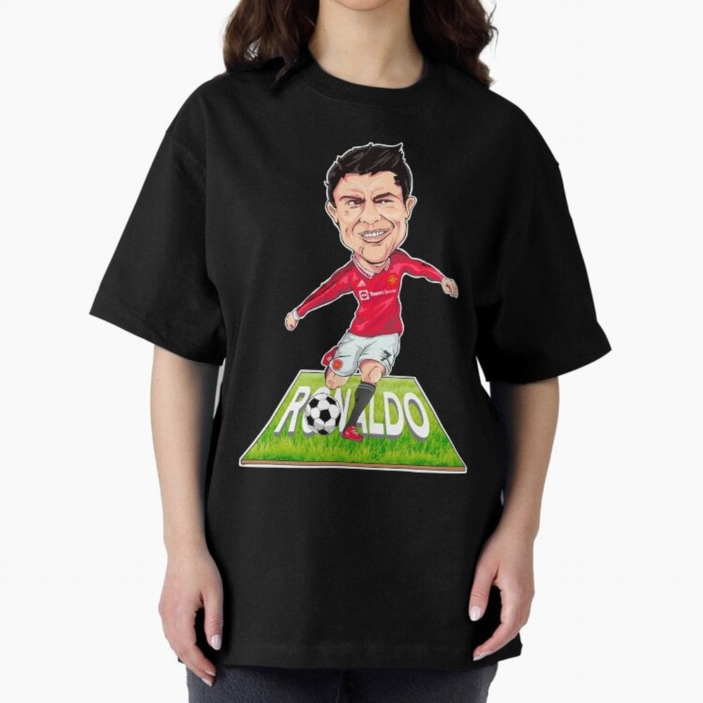 Cristiano Ronaldo Oversized T-Shirt Capture Stadium Memories from Global Football Passion for FIFA World Cup 2026, Driven by Messi, Neymar and Mbappe, Portugal, Vintage Soccer Flavor, Modern Football Stars, National Flags and Final Night Emotion;