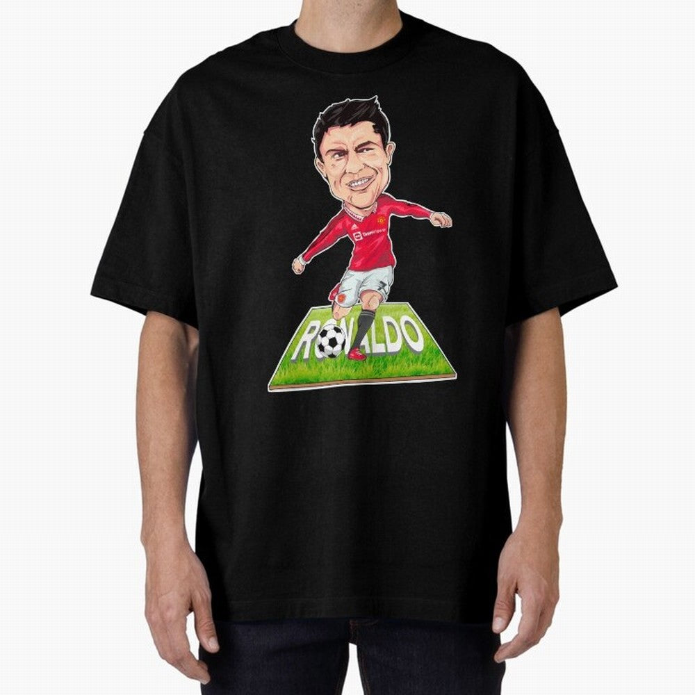 Cristiano Ronaldo Oversized T-Shirt Capture Stadium Memories from Global Football Passion for FIFA World Cup 2026, Driven by Messi, Neymar and Mbappe, Portugal, Vintage Soccer Flavor, Modern Football Stars, National Flags and Final Night Emotion;