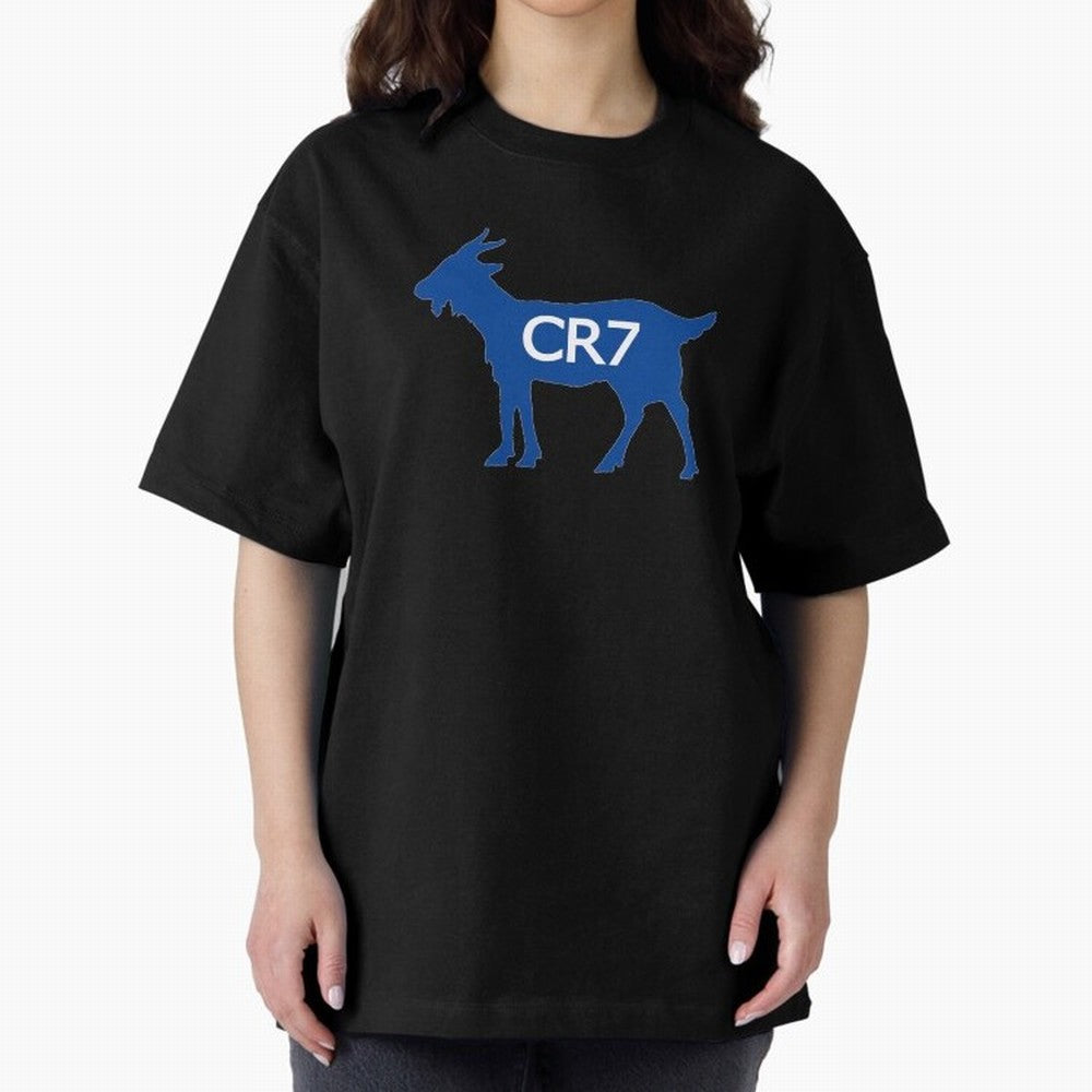 CR7 GOAT Blue Oversized T-Shirt Show Love for Legendary Goals in Global Football Passion for FIFA World Cup 2026 Group Stage, Connected to CR7 and Messi, France, Champion Mindset, Group Stage Buzz, Knockout Tension and Passionate Fan Culture; Made