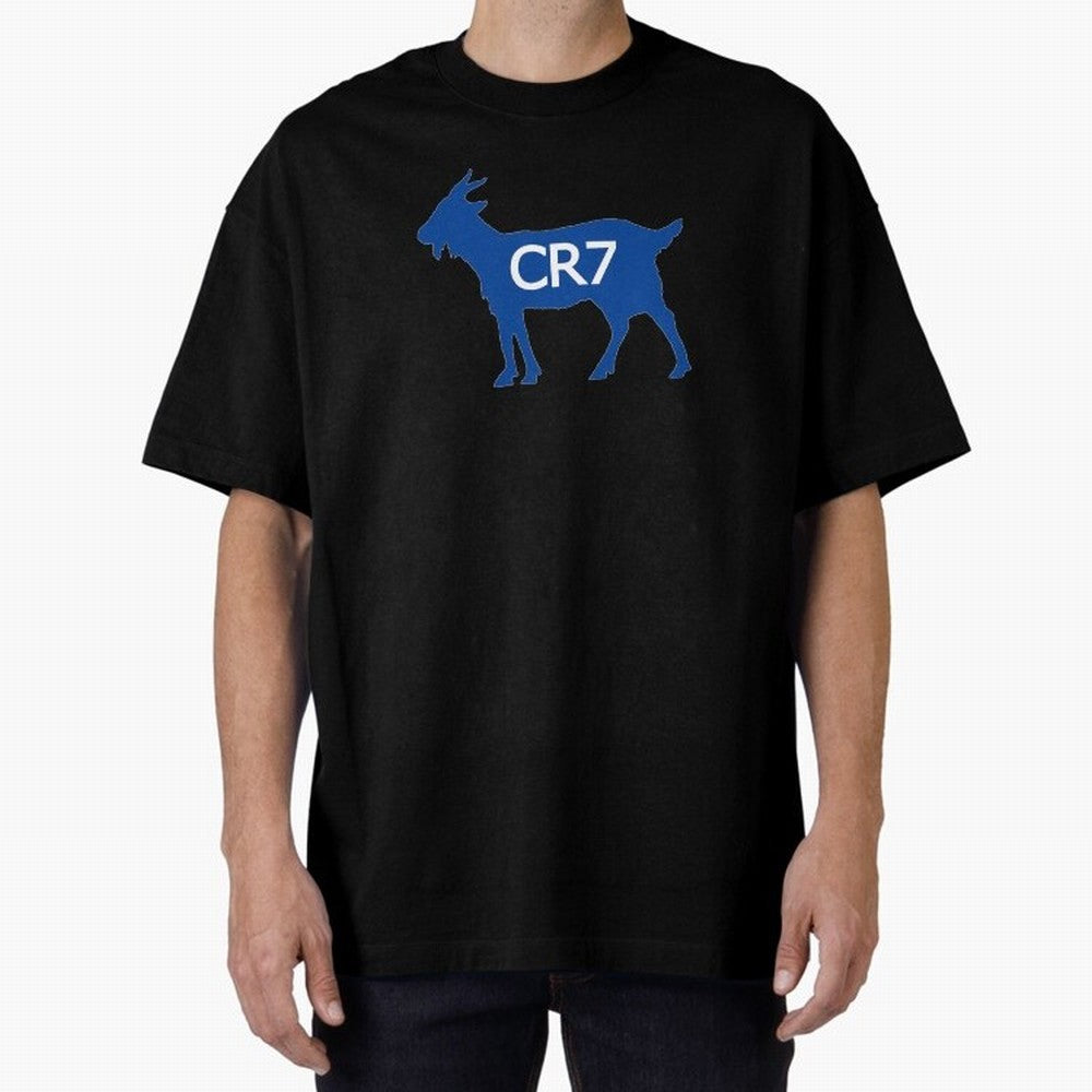 CR7 GOAT Blue Oversized T-Shirt Show Love for Legendary Goals in Global Football Passion for FIFA World Cup 2026 Group Stage, Connected to CR7 and Messi, France, Champion Mindset, Group Stage Buzz, Knockout Tension and Passionate Fan Culture; Made