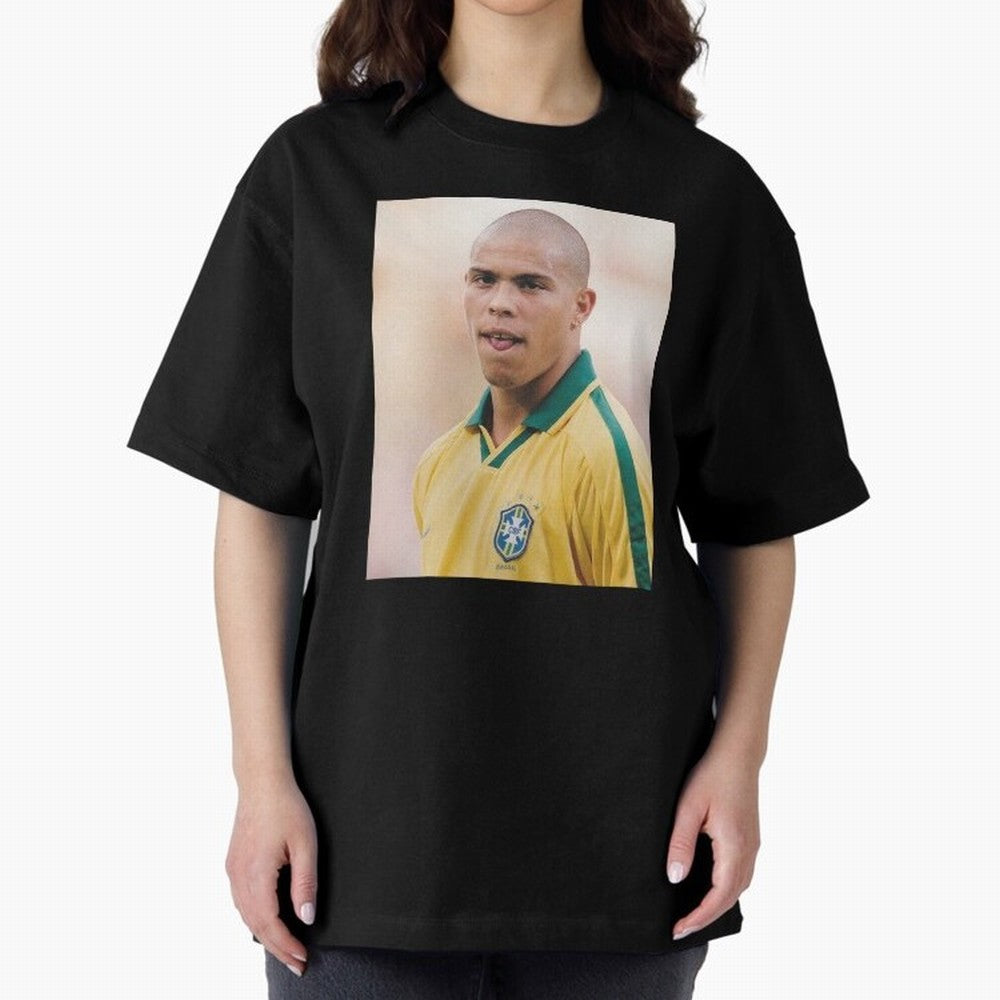 Art Ronaldo Luis Nazario de Lima Oversized T-Shirt Show Your Love for FIFA World Cup 2026 USA Canada Mexico Spirit, Highlighting France and Portugal, Mbappe, Championship Spirit, Famous Goals, Roaring Crowds and International Football Unity;