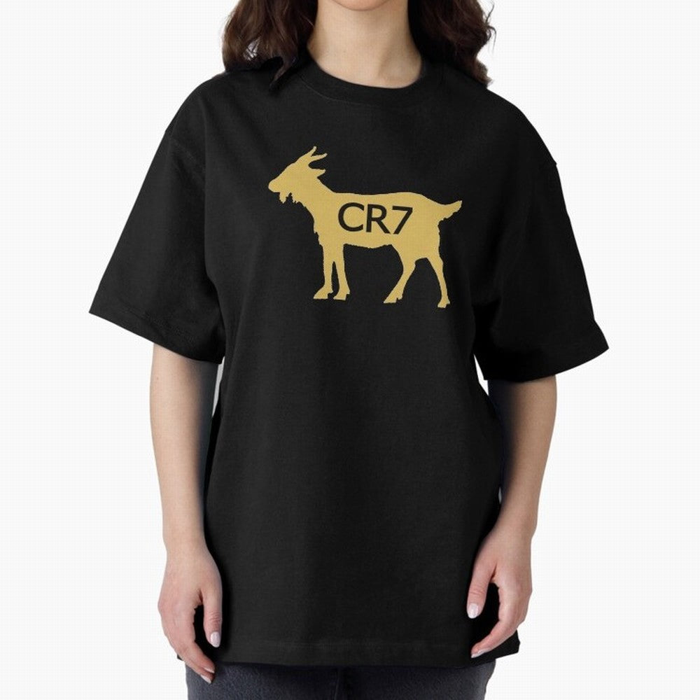 CR7 GOAT Gold Oversized T-Shirt Keep the Legacy of Match Day Hype around FIFA World Cup 2026 Group Stage, Cristiano Ronaldo, France, Retro Football Energy, Iconic Rivalries, Trophy Chase Drama and Stadium Atmosphere; Perfect for People Who Love