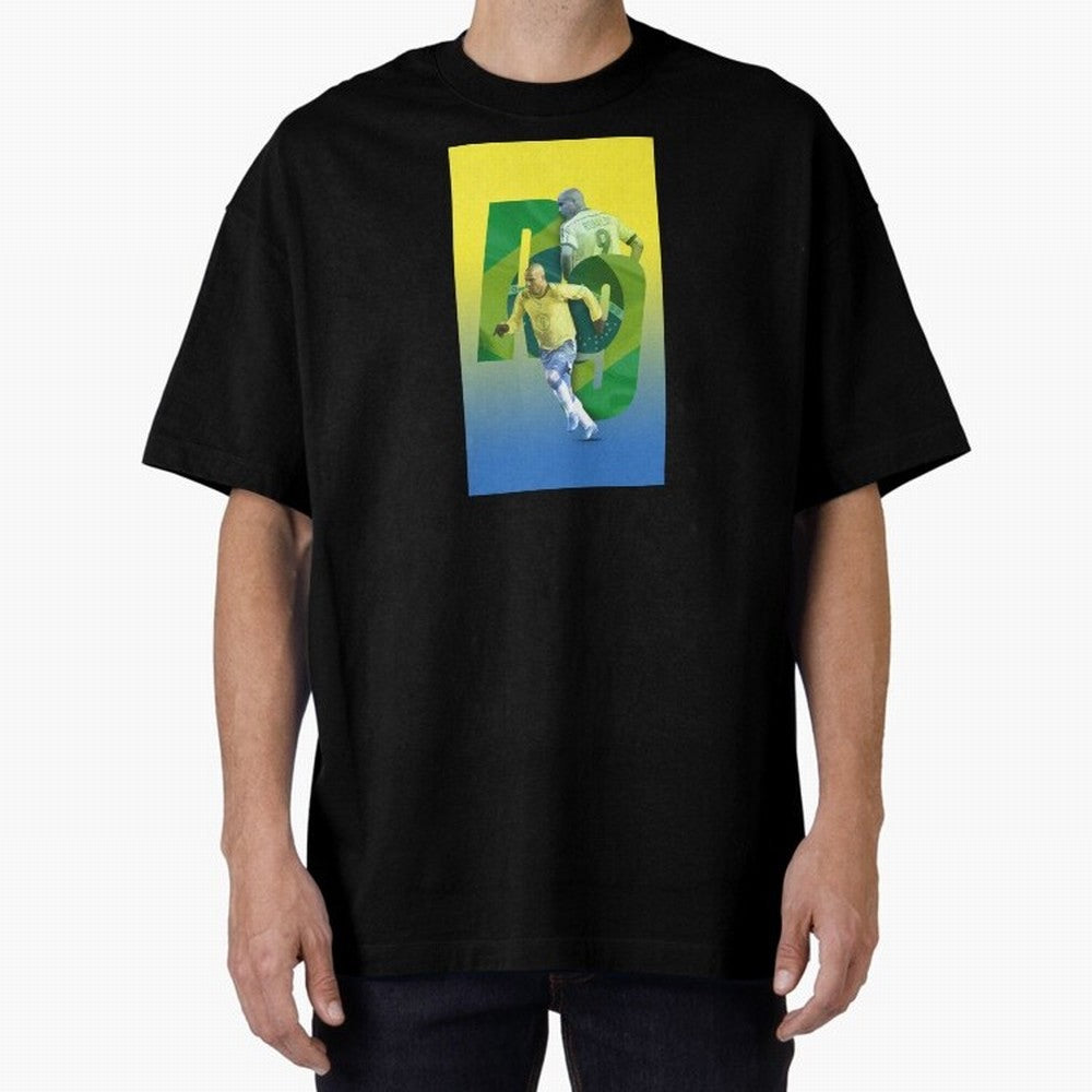 Ronaldo Luis Nazario de Lima Illustration Oversized T-Shirt Relive the FIFA World Cup 2026 USA Canada Mexico Journey through Neymar, Haaland and Cristiano Ronaldo Highlights, France and Portugal Pride, Global Supporter Spirit, Legendary Goals,