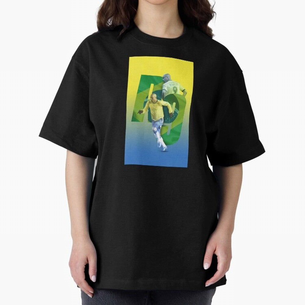 Ronaldo Luis Nazario de Lima Illustration Oversized T-Shirt Relive the FIFA World Cup 2026 USA Canada Mexico Journey through Neymar, Haaland and Cristiano Ronaldo Highlights, France and Portugal Pride, Global Supporter Spirit, Legendary Goals,