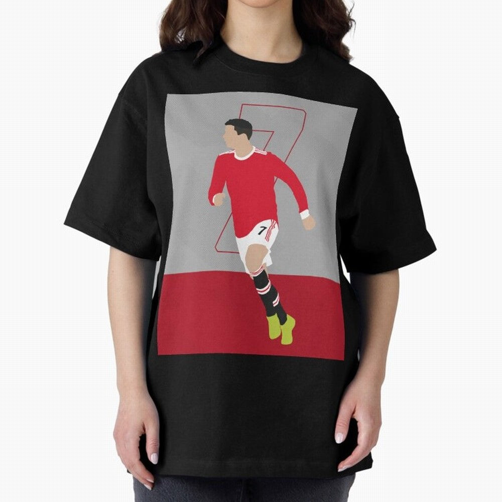 Cristiano Ronaldo 2021/22 Illustration Oversized T-Shirt Show Your Tournament Heart for FIFA World Cup 2026 Group Stage for Fans of CR7 and Messi and Portugal, Spain and Germany, Bringing Goal Celebration Energy, Supporter Heritage, Football Icons