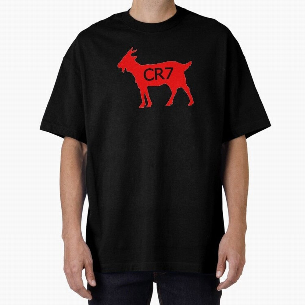 CR7 GOAT Red Oversized T-Shirt Show Love for Legendary Goals in Match Day Hype around FIFA World Cup 2026 Group Stage, Messi and Cristiano Ronaldo, England, France and Netherlands, Sports Nostalgia, International Competition, Famous Players and