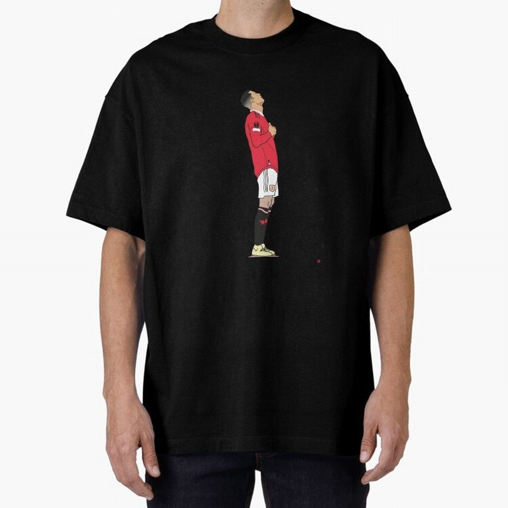 Ronaldo Pose Oversized T-Shirt Spotlight Match Day Hype around FIFA World Cup 2026 Group Stage, Haaland and Mbappe, Spain, Stadium Memories, Football Loyalty, International Chants and Championship Tradition; Perfect for Fans, Collectors, Family