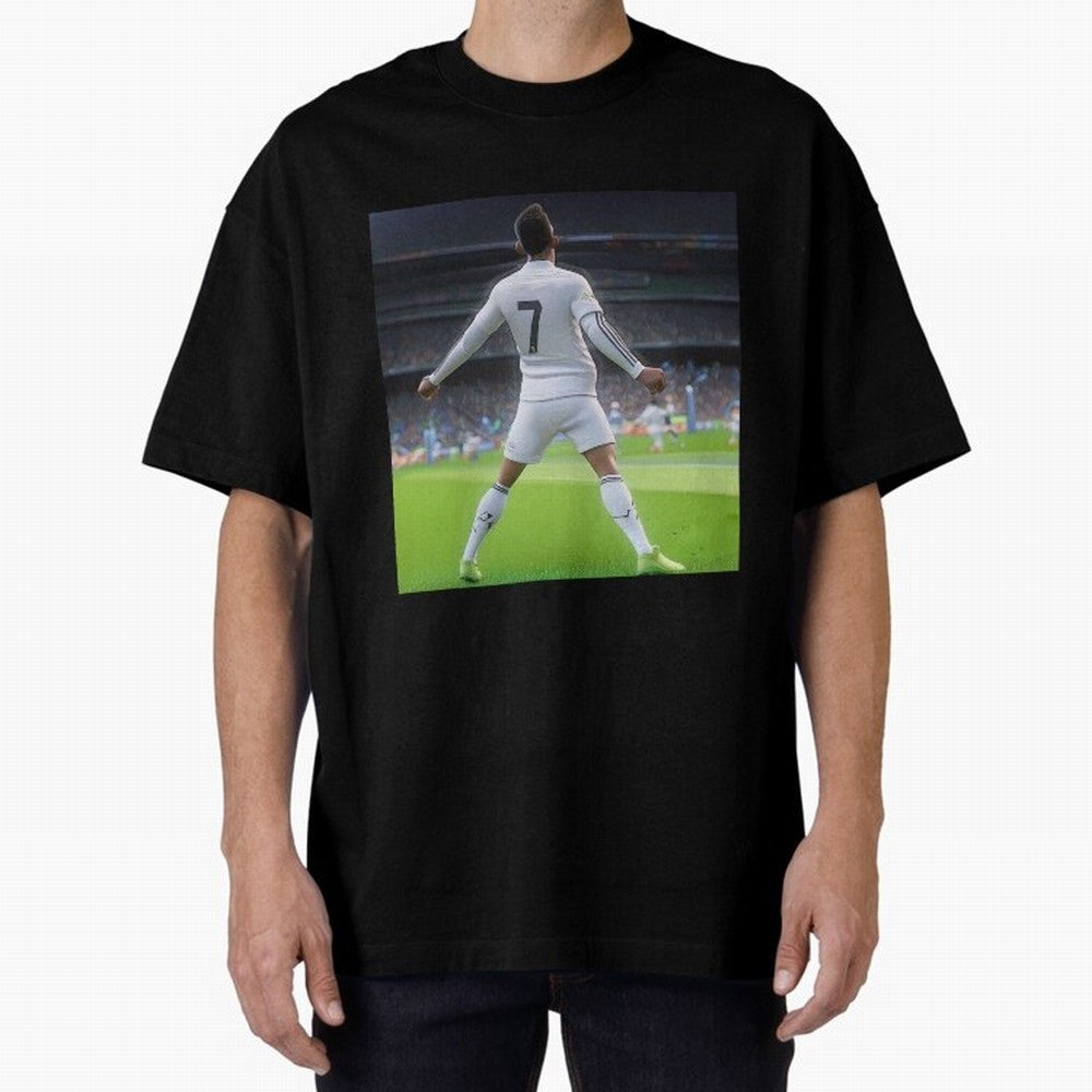 Ronaldo caricature Oversized T-Shirt Celebrate Fan Culture around Global Football Passion for FIFA World Cup 2026, Celebrating CR7, Germany, Classic Soccer Heritage, Championship Pressure, Fan Loyalty and International Pride; Made for Collectors