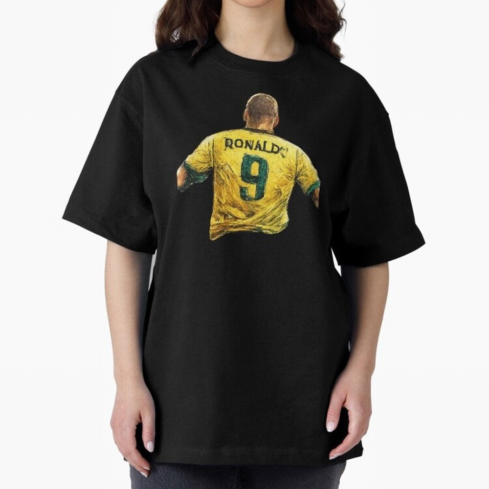 Brazilian Football Legend No.9 Vintage Streetwear Design Oversized T-Shirt Honor Football Greatness during FIFA World Cup 2026 Spirit, Featuring England, Messi and Cristiano Ronaldo, Game Day Rituals, Football Legends, Country Pride and the Road to