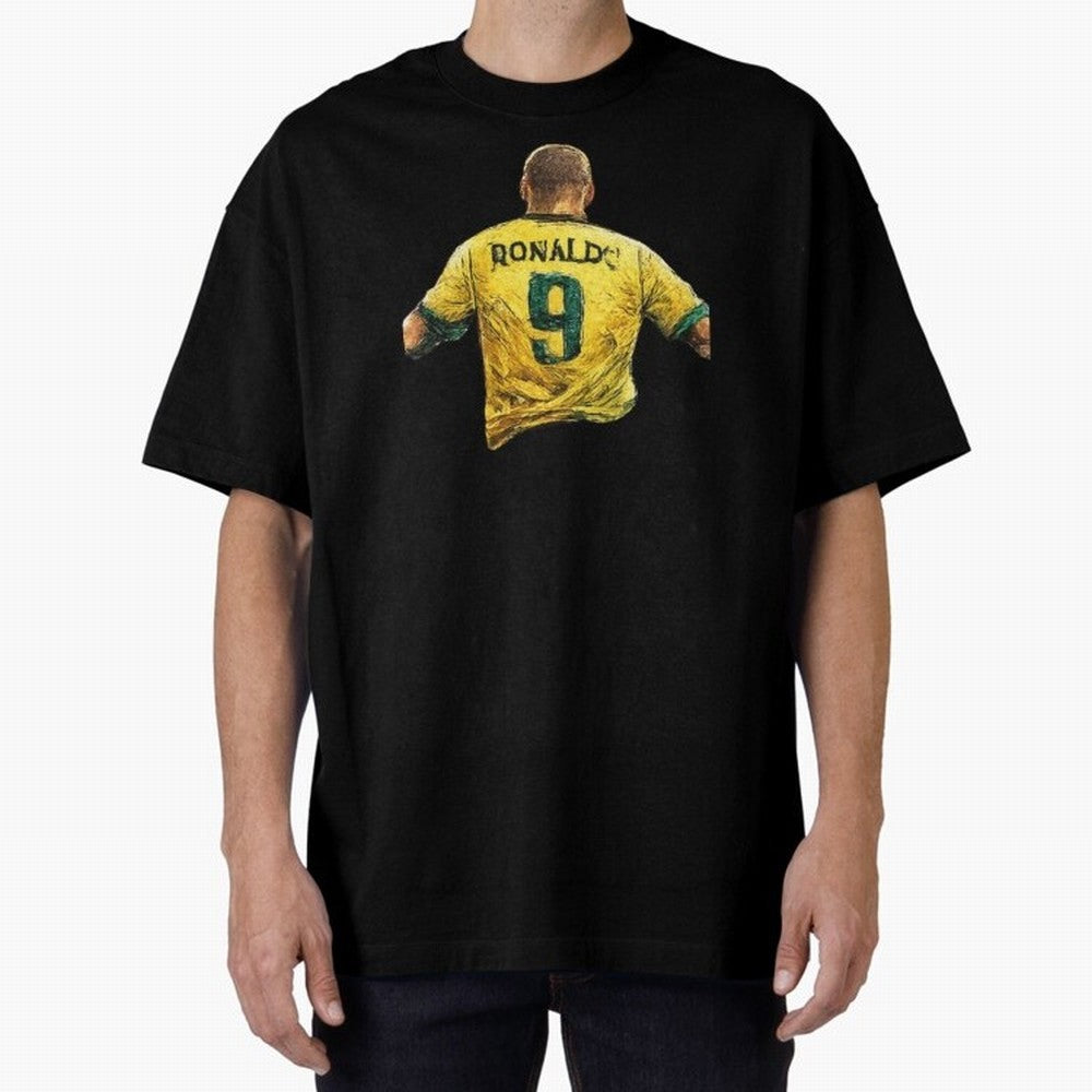 Brazilian Football Legend No.9 Vintage Streetwear Design Oversized T-Shirt Honor Football Greatness during FIFA World Cup 2026 Spirit, Featuring England, Messi and Cristiano Ronaldo, Game Day Rituals, Football Legends, Country Pride and the Road to
