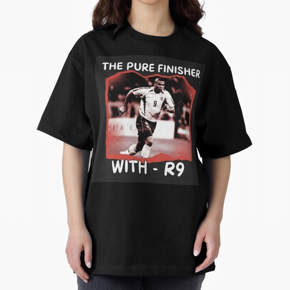 Ronaldo R9 The Pure Finisher Vintage Oversized T-Shirt Fuel Your Fan Pride for Global Football Passion for FIFA World Cup 2026 USA Canada Mexico, Filled with CR7 and Messi, France and Portugal, Sports Nostalgia, International Competition, Famous