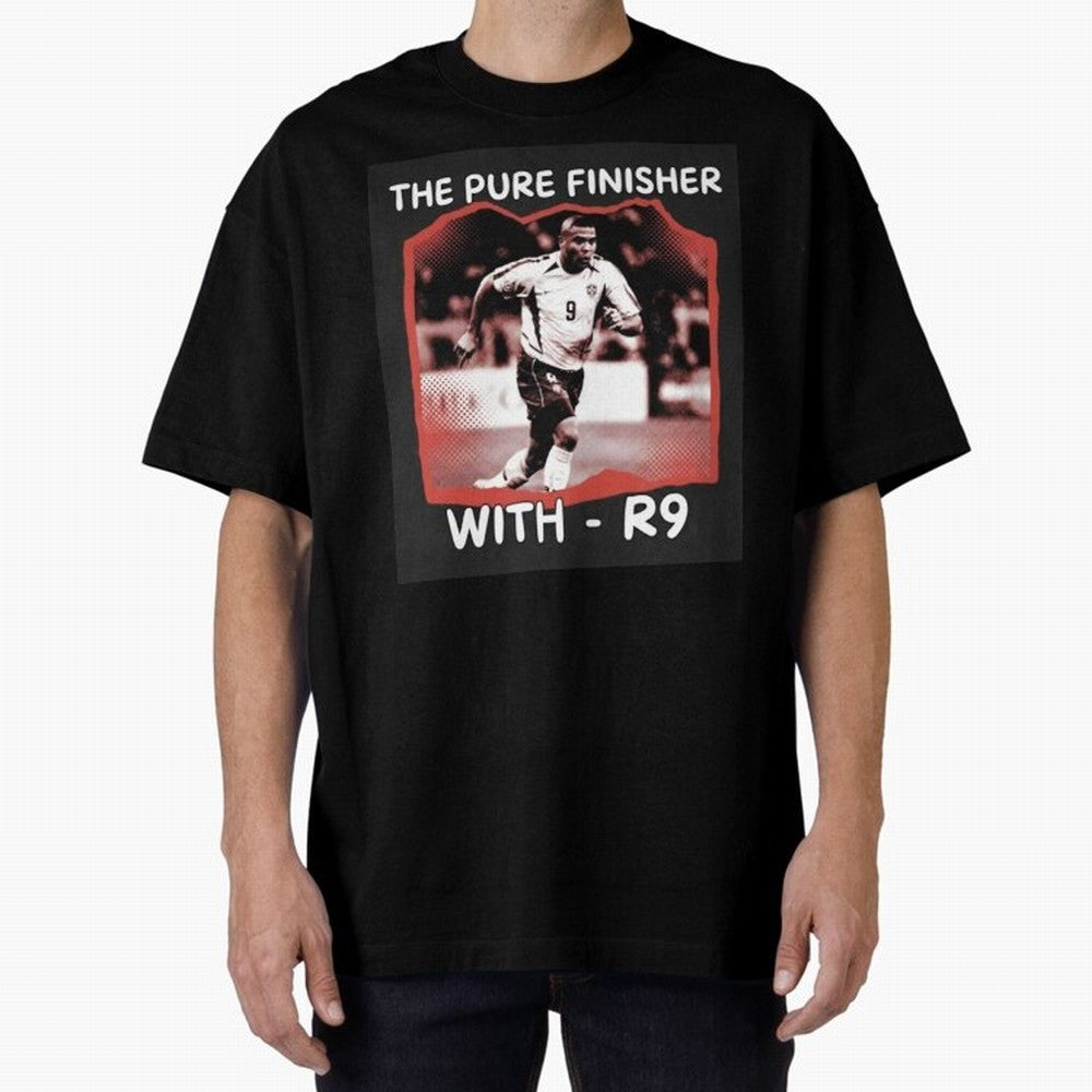 Ronaldo R9 The Pure Finisher Vintage Oversized T-Shirt Fuel Your Fan Pride for Global Football Passion for FIFA World Cup 2026 USA Canada Mexico, Filled with CR7 and Messi, France and Portugal, Sports Nostalgia, International Competition, Famous