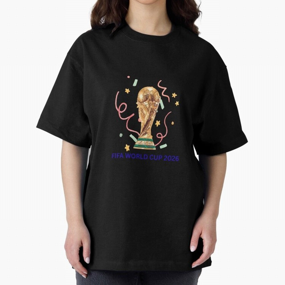 FIFA World Cup 2026 Oversized T-Shirt Join the Countdown to the FIFA World Cup 2026 Group Stage Journey through Haaland and Mbappe Highlights, Argentina, France and Brazil Pride, Championship Spirit, Famous Goals, Roaring Crowds and International